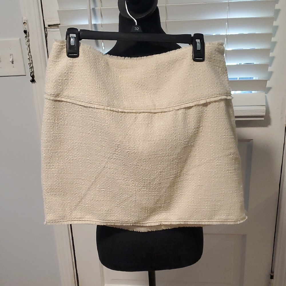 Jennifer Lopez Cream Mini Pencil Skirt
